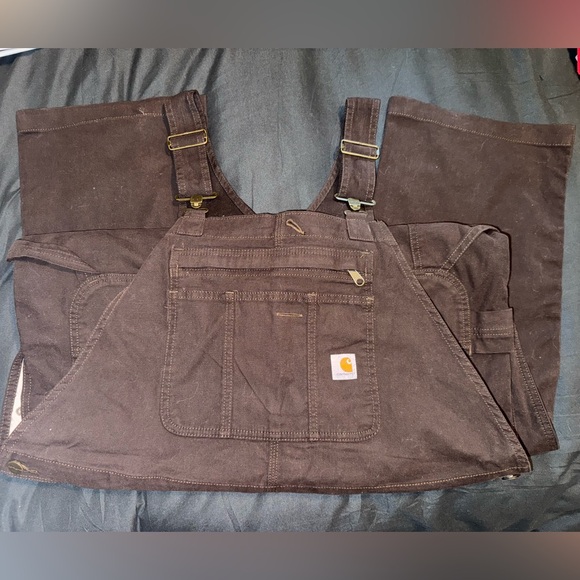 Carhartt Rugged Flex Black Canvas Bib Overall - Picture 1 of 7